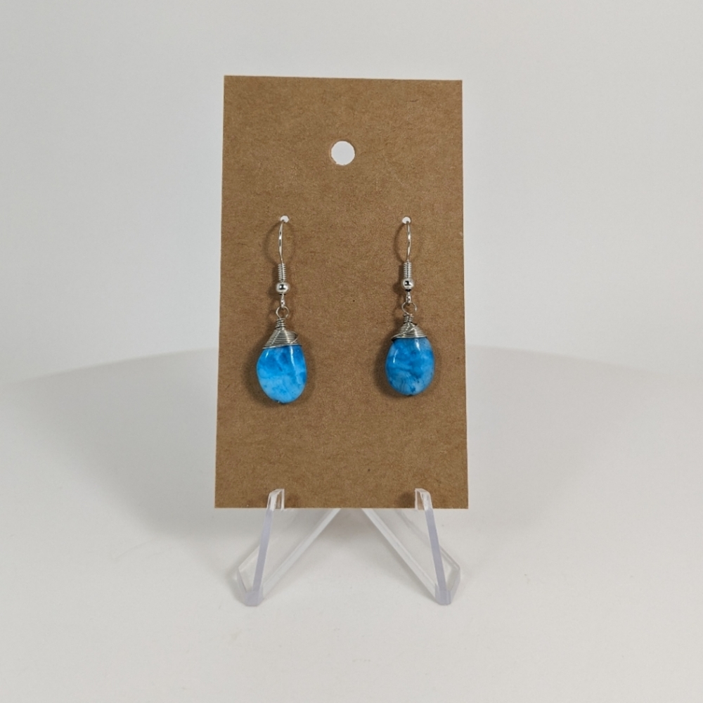 Blue Crazy Lace Agate Earrings, gemstone jewelry, laughter stone, gift idea